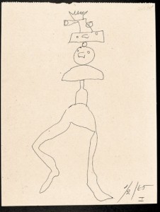 Joan Miró Untitled Drawing February 1, 1965. Ballpoint pen on paper, 7 7/8 x 5 7/8 inches, Collection of the Fundació Pilar i Joan Miró, Mallorca