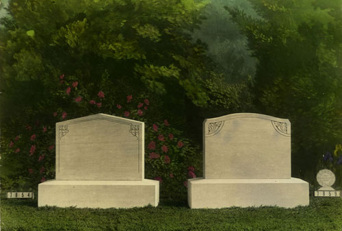 2 blank gravestones