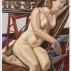 Philip Pearlstein, Model with Choohoo Weathervane and African Chair, 2010. Oil on canvas, 48 x 36 inches. Courtesy of Betty Cuningham Gallery