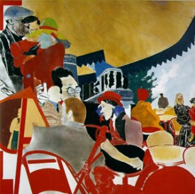 R.B. Kitaj, Autumn of Central Paris (After Walter Benjamin), 1972-72. Oil on canvas, 60 x 60 inches. Collection Mrs. Susan Lloyd, New York