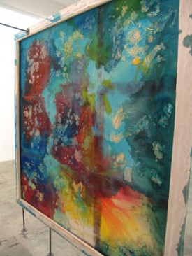 Dona Nelson, Night Studio, 2008. Cheesecloth and acrylic mediums on canvas, 83-1/2 x 84 inches, Courtesy the artist and Thomas Erben Gallery, New York