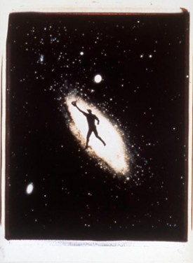 Eve Sonneman, Baseball in Deep Space, 1988. Polaroid sonnegram on aluminum, 30 x 22 inches, Courtesy Nohra Haime Gallery