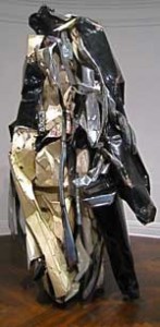 John Chamberlain, Remnant Gardens 1986. Enamel on chromium-plated steel, 108 x 60 x 40 inches. Courtesy L & M Arts.