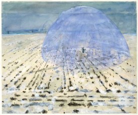 Anselm Kiefer Everyone Stands Under His Own Dome of Heaven (Jeder Mensch steht unter seiner Himmelskugel) 1970. Watercolor, gouache, and graphite pencil on joined paper, 15-3/4 x 18-7/8 inches. Metropolitan Museum of Art, Denise and Andrew Saul Fund, 1995 © Anselm Kiefer. Photo credit: The Metropolitan Museum of Art, New York