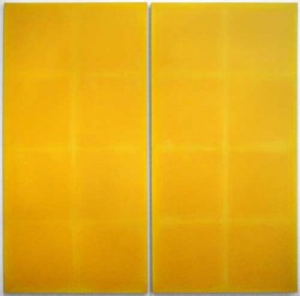 Double Indian Yellow 2008. Acrylic on Canvas, 2 panels, 72 x 36 inches each. Courtesy of Walter Randel Gallery