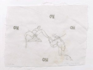 Tracey Emin, 4 x OH 2005. Embroidery on fabric, 10-3/4 x 13 inches, framed. Courtesy of the artist and Lehmann Maupin Gallery, New York