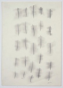 Ree Morton, Untitled (Repetition Series) 1970. Pencil on paper, 14 x 10 inches. Estate of Ree Morton, Courtesy of Alexander and Bonin, New York and Annemarie Verna Galerie, Zürich.