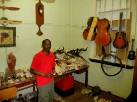 Masimba Hwati in his studio, Harare, Zimbabwe. Photo by Eugene Ulma