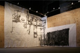 Dawn Clements, Boiler, 2010. Sumi Ink on Paper, 217 x 460 inches. Courtesy of Pierogi 2000