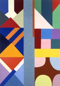 Shirley Jaffe, The Gray Center, 1969. Oil on canvas, 76¾ x 51¼ inches. Courtesy Tiber de Nagy Gallery.