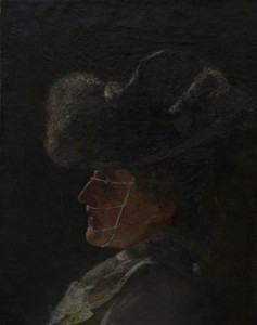 Markus Schinwald, Edith, 2010. Oil on canvas, 56.5 x 44 cm. Courtesy of Galleria Gio Marconi, Milan