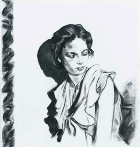 Suzi Evalenko, Alla, 2009. Charcoal on paper, 23-1/2 x 22 inches.