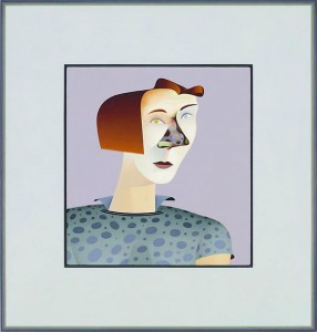 Jim Nutt, Trim, 2010. Acrylic on linen with mdf frame, 25-3/8 x 24-3/8 inches. Courtesy of David Nolan Gallery