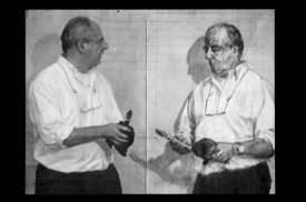 still from William Kentridge's 7 Fragments for Georges Méliès, 2003. 16mm and 35mm films transferred to seven-channel video (black and white, silent).