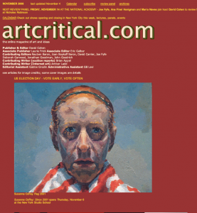 The November 2008 cover of artcritical featuring a work by Susanna Coffey