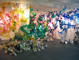 Lisa Hoke, The Rhapsody of Chaos, 2007, Filter gels, cable tie, ball chain, aluminum, dimensions variable