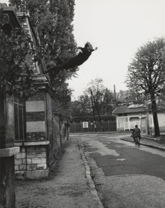 Yves Klein's Leap into the Void, 1960. Gelatin silver print (photograph by Harry Shunk and János Kender), 13-11/16 x 10-7/8 inches. The Museum of Modern Art, New York. David H. McAlpin Fund