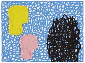 Jonathan Lasker, Lesson in Reality, 2010. Oil on canvasboard, 12 x 16 inches. Courtesy of Cheim & Read