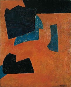 Serge Poliakoff, Orange et Bleu, 1951. Oil on canvas, 39-1/3 x 31-1/2 inches. Courtesy of Cheim & Read