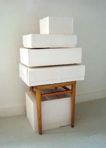Rachel Whiteread Left 2005, plaster, wood and vinyl (one chair, five plaster units), 98 x 48.5 x 47 inches, Courtesy Luhring Augustine