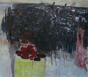 Brenda Goodman, Crossing Over, 2009. Oil on wood, 60 x 64 inches. Courtesy of John Davis Gallery