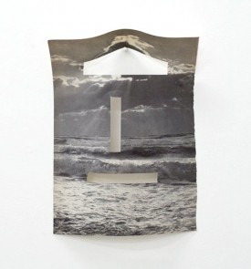 Brion Nuda Rosch, Sunset Eyes, 2010. Cut found book page, 10 3/4 x 7 3/4 inches