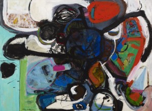 Oscar Cahén, Traumoeba, 1956. Oil on masonite, 36 x 48 inches. Courtesy of Horton Gallery