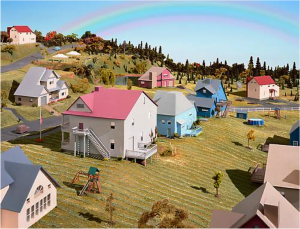 James Casebere, Landscape with Houses (Dutchess County, NY) #4, 2010. Digital chromogenic print mounted to Dibond, 74 1/8 x 95 5/8 x 3 Inches, Courtesy Sean Kelly Gallery