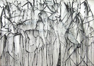 Nicolas Carone, Shadow Dance, 2007, Acrylic on canvas, 84 x 119-3/4 inches, Courtesy Wasburn Gallery