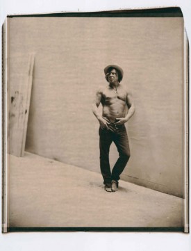 Polaroid by Julian Schnabel of Mickey Rourke reproduced in the book under review. Courtesy Prestel Publishing