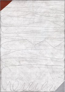 Alex Olson, Thread, 2010. Oil and grease pencil on linen 41 x 29 inches. Courtesy of Lisa Cooley