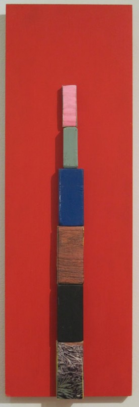 Becky Brown, Totem, 2009. Paper, cardboard, wood, paint, 24-1/2 x 8 inches. Courtesy of the Artist