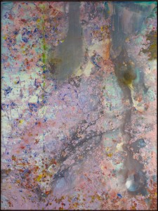 Frank Bowling, Oddysseus's Footfalls, 1982. Acrylic on canvas, 93-1/4 x 70 inches. Courtesy of Spanierman Modern