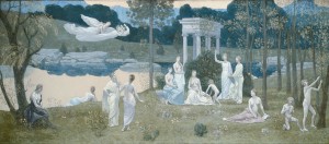 Pierre Puvis de Chavannes, The Sacred Grove, Beloved of the Arts and Muses, ca.1884-9. Oil on canvas, 36-1/2 x 91 inches. Art Institute of Chicago. ABP 304
