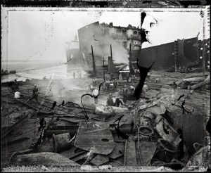 Edward Burtynsky, Shipbreaking #11 Field Proof, Chittagong, Bangladesh, 2000. Chromogenic print from Type 55 Polaroid, 38 x 46 inches, Edition of 12. Courtesy of Hasted Hunt Kraeutler