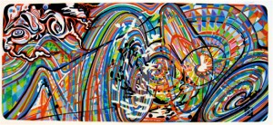 Ati Maier, Disappeared Time”, 2010. Airbrush, ink, woodstain on paper, 24 x 10 1/2 inches. Courtesy of Pierogi Gallery.