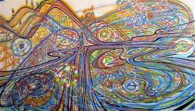 Ati Maier, The Giant Dipper, 2010. Airbrush, ink woodstain on paper, 94-1/2 x 53 inches. Courtesy of Pierogi Gallery.