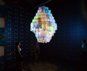 Pipilotti Rist, Massachusetts Chandelier. Installation view, Luhring Augustine, 2010