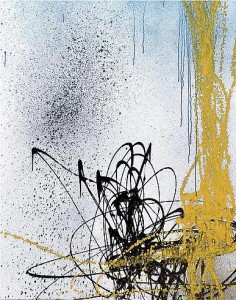 Hans Hartung, T1989-A4, 1989. Acrylic on canvas, 71 x 56 inches. Courtesy of Cheim & Read.