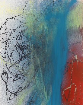 Hans Hartung, T1989-K49, 1989. Acrylic on canvas, 70-3/4 x 56 inches. Courtesy of Cheim & Read.