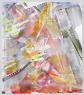 Kristin Baker, Full Dawn Parallax, 2010. Acrylic on acrylic with powder-coated aluminum frame 114-1/8 x 99-1/8 x 15-1/4 inches. Courtesy of the artist and Suzanne Geiss Co., New York. © Kristin Baker. Photograph by Matthu Placek. Courtesy Museum of Fine Arts, Boston