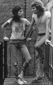 Patti Smith and Robert Mapplethorpe on the fire escape of the Chelsea Hotel, photograph by Gerard Malanga