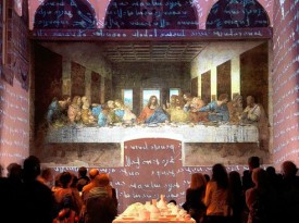 installation shot of installation shot of Leonardo’s Last Supper: A Vision by Peter Greenaway as installed in Milan in 2008