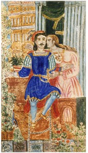 Theophilos , Erotokritos and Arethusa, nd. Mixed media, 127 x 74 cm.  Courtesy of the Benaki Museum, Athens