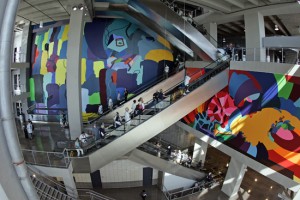 Franz Ackermann, Coming Home and (Meet Me) At the Waterfall, 2009. Acrylic on wall, dimensions variable. Located in Southwest Monumental Staircase. Photo: James Smith/Dallas Cowboys