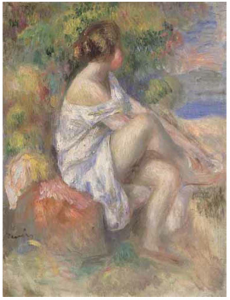 Pierre Auguste Renoir, Bather at the Seaside, 1887. Oil on canvas, 16-1/4 x 12-3/4 inches. Courtesy of Hammer Galleries, New York