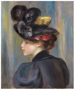 Pierre Auguste Renoir, Young Woman in a Black Hat, 1895. Oil on canvas, 25-1/6 x 18-1/8 inches. Courtesy of Hammer Galleries, New York