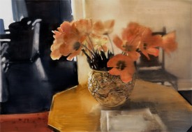 Ellen Phelan, Tulips in Foyer, 2006. Oil on linen, 39 3/4 x 57 1/2 Inches. Courtesy Gasser Grunert.