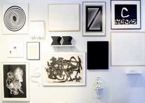 Any color you like so long as its black, or white. A wall display at Loretta Howard Gallery's stand at the Armory, 2011