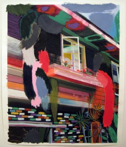 Sam Falls, Judy's Room, 2010. Acrylic and pastel on archival pigment print, 55 x 44 inches. Courtesy of Higher Pictures.